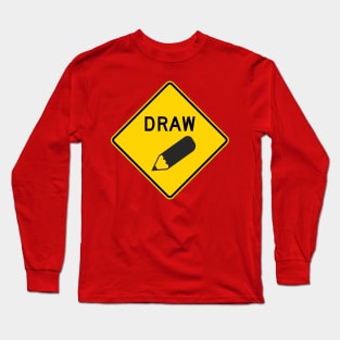 MUTCD W3-6 Draw Bridge with Pencil Sign Long Sleeve T-Shirt